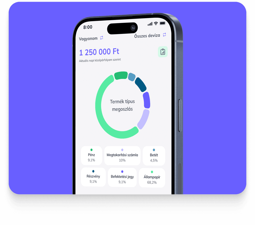 Vagyonom menüpont az eBank applikációban.