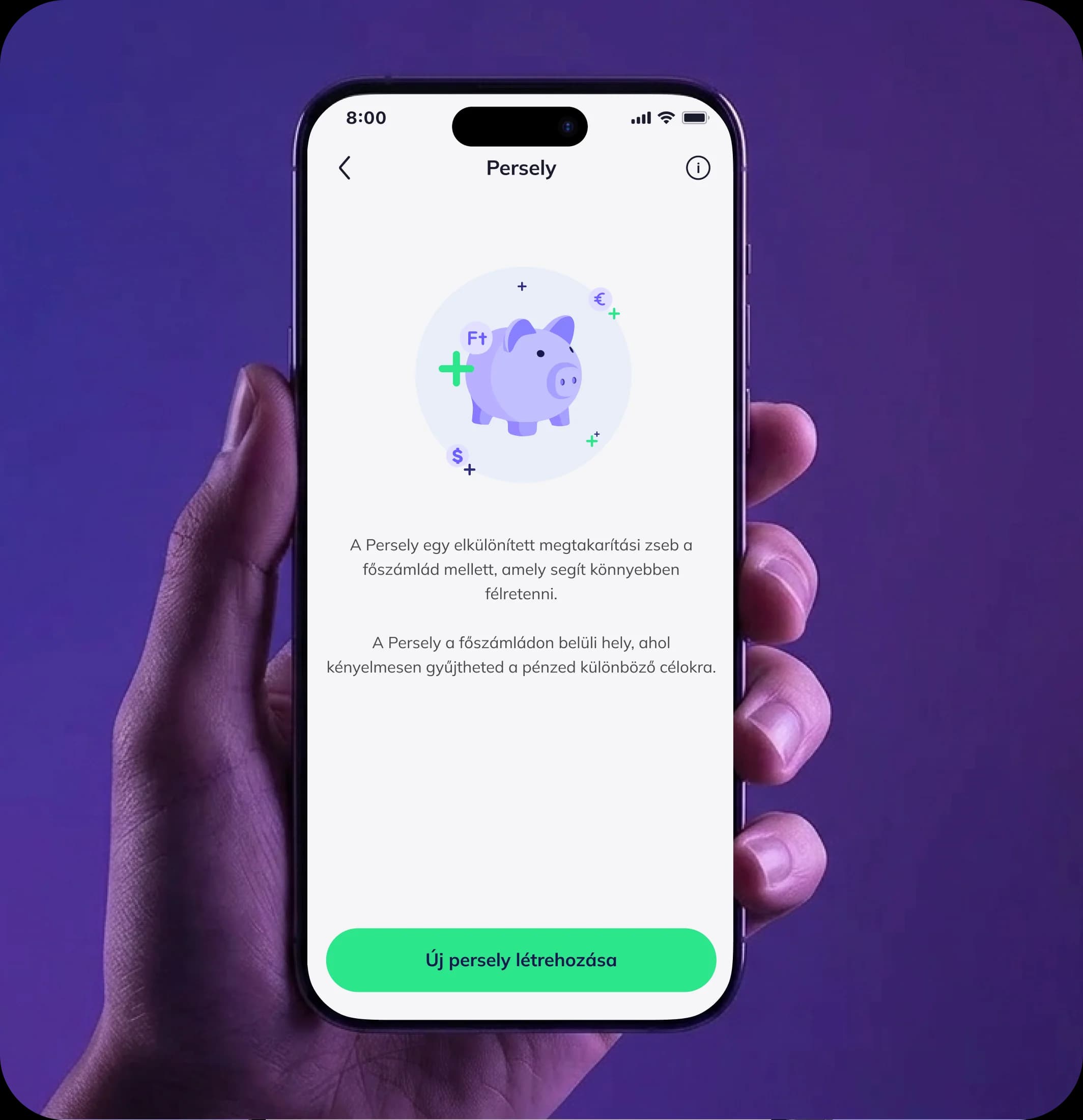 Gránit eBank applikáció Persely képernyő telefonon