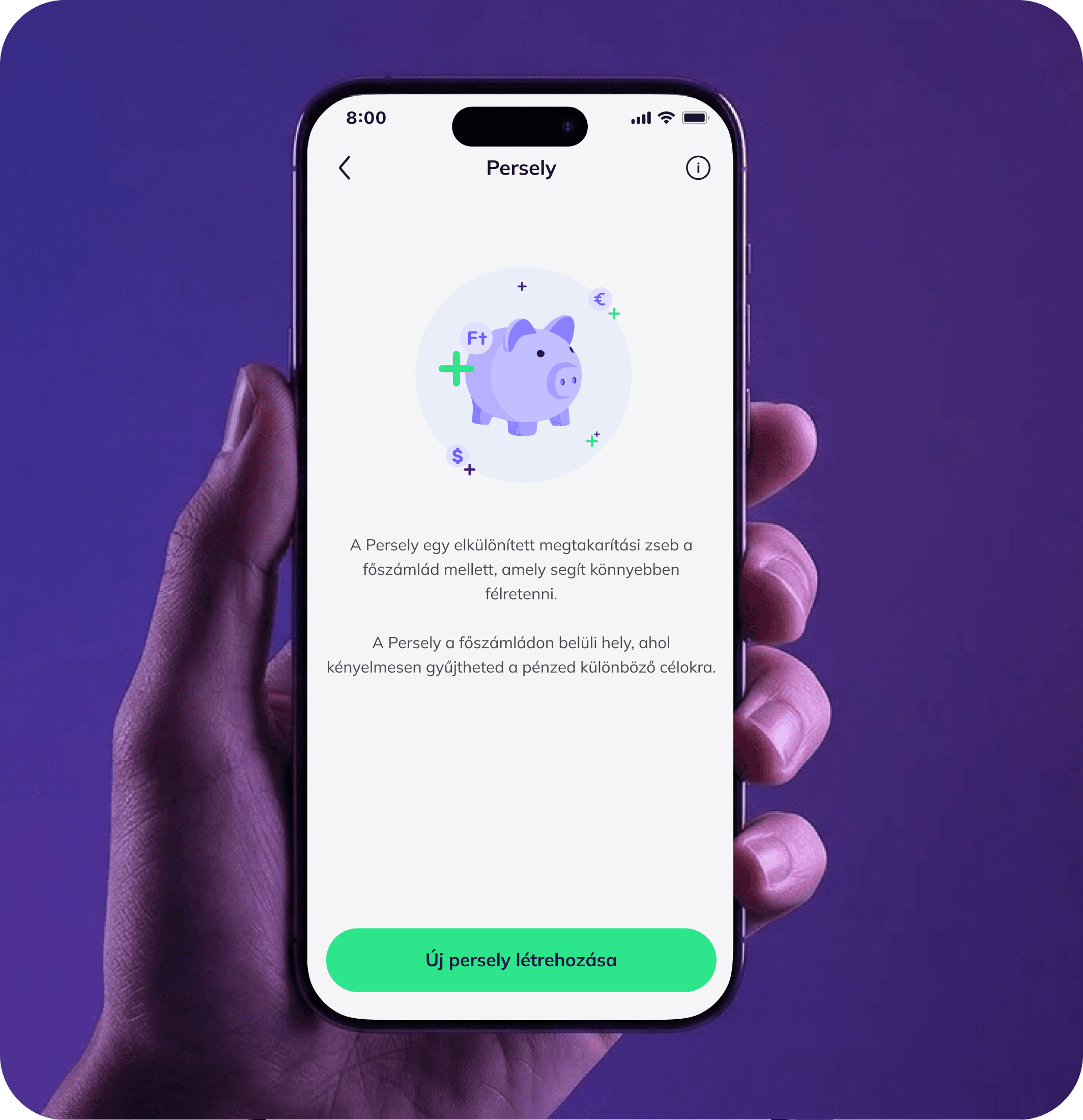 Gránit eBank applikáció Persely képernyő telefonon