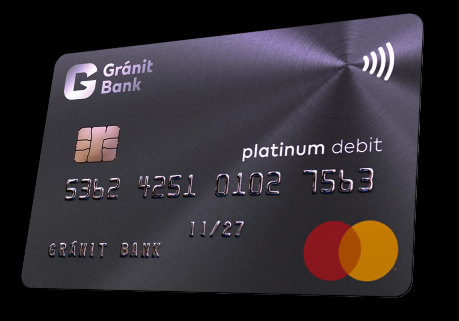 Gránit Bank platinum debit Mastercard bankkártya.